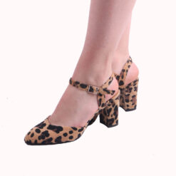 Leopard Ankle Strap Low Heel for Women RA-145