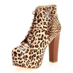 Leopard Platform Heeled Boots RA-010