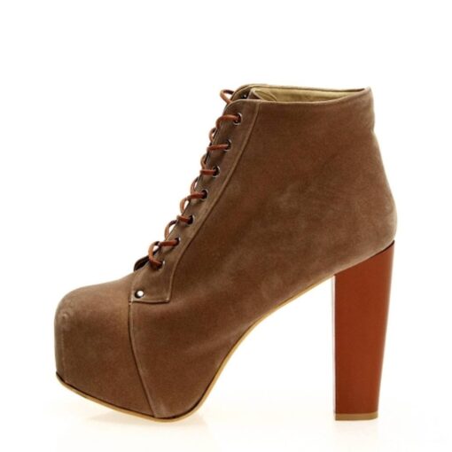 Mink Suede Platform Heeled Boots RA-010