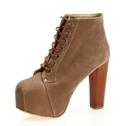 Mink Suede Platform Heeled Boots RA-010