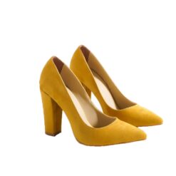 Mustard Suede Block Heel Shoes MA-023