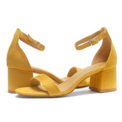 Mustard Suede Short Heels for Women RA-155