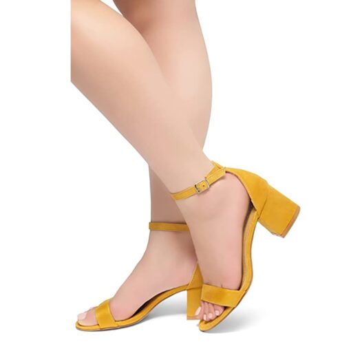 Mustard Suede Short Heels for Women RA-155