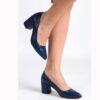 Navy Blue Skin Low Heel Dress Shoes for Women MA-024