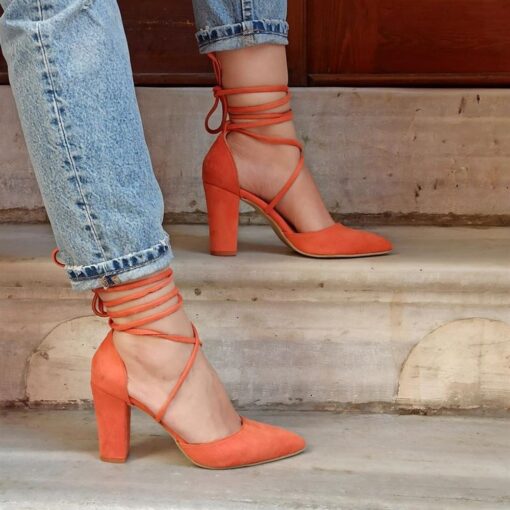 Orange Ankle Strap Sandals for Women RA-04