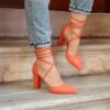 Orange Ankle Strap Sandals for Women RA-04