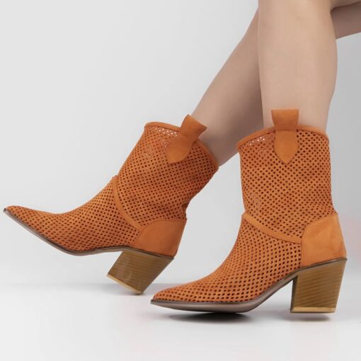 Orange Heeled Cowboy Boots RA-8012