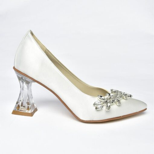 Pearl Low Heel Dress Shoes with Rhinestone RA-050