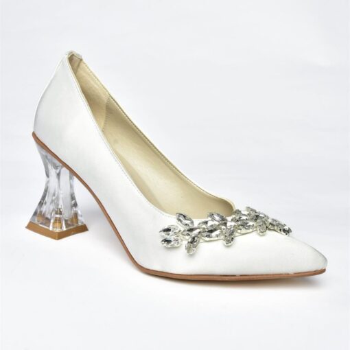 Pearl Low Heel Dress Shoes with Rhinestone RA-050