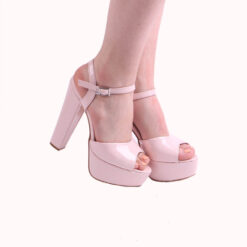 Pink Shiny Platform Wedding Shoes for Women RA-027