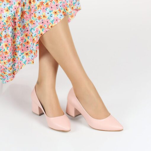 Pink Skin Low Heel Dress Shoes for Women MA-024