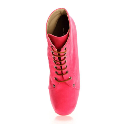 Pink Suede Platform Heeled Boots RA-010