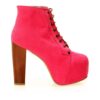 Pink Suede Platform Heeled Boots RA-010