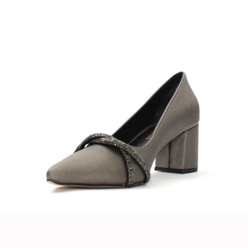 Platinum Satin Bow Heels for Women MA-042