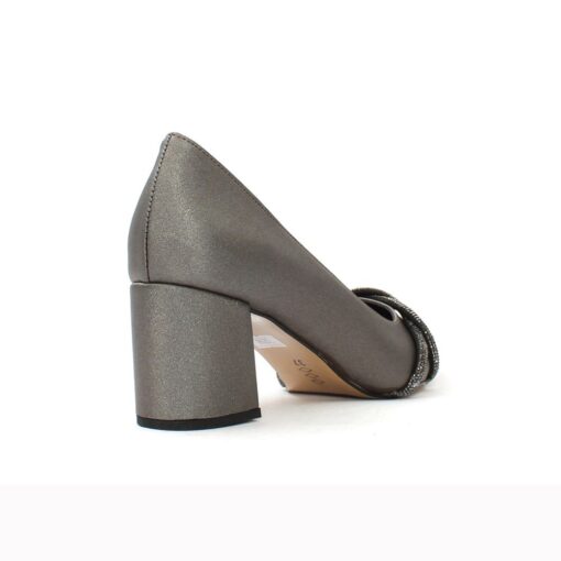 Platinum Satin Bow Heels for Women MA-042