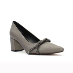 Platinum Satin Bow Heels for Women MA-042