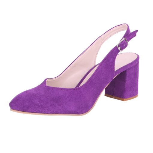 Purple Suede Ankle Strap Heels for Women MA-028