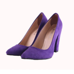 Purple Suede Block Heel Shoes MA-023