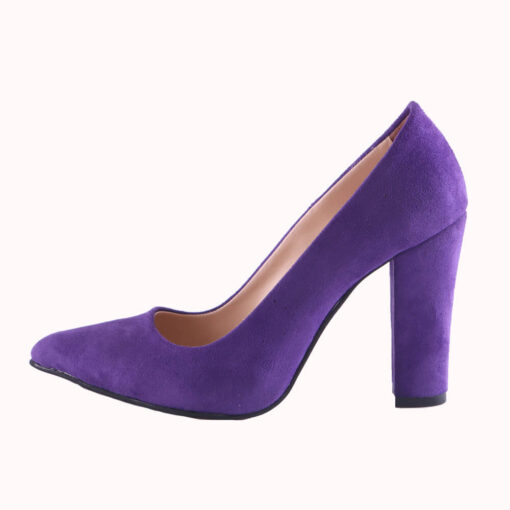 Purple Suede Block Heel Shoes MA-023