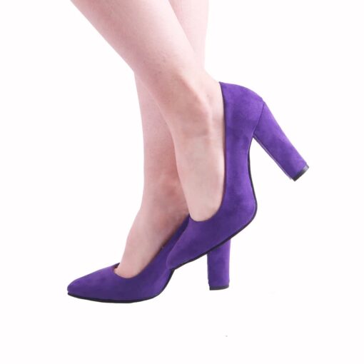 Purple Suede Block Heel Shoes MA-023