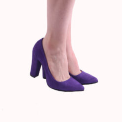 Purple Suede Block Heel Shoes MA-023