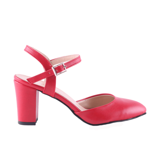 Red Ankle Strap Low Heel for Women RA-145