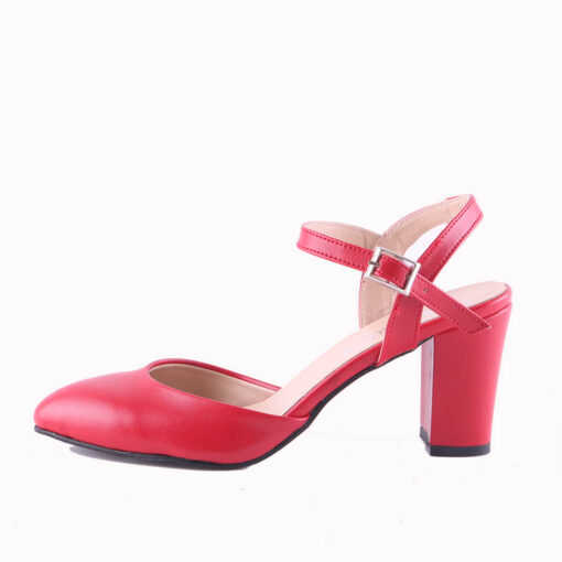 Red Ankle Strap Low Heel for Women RA-145