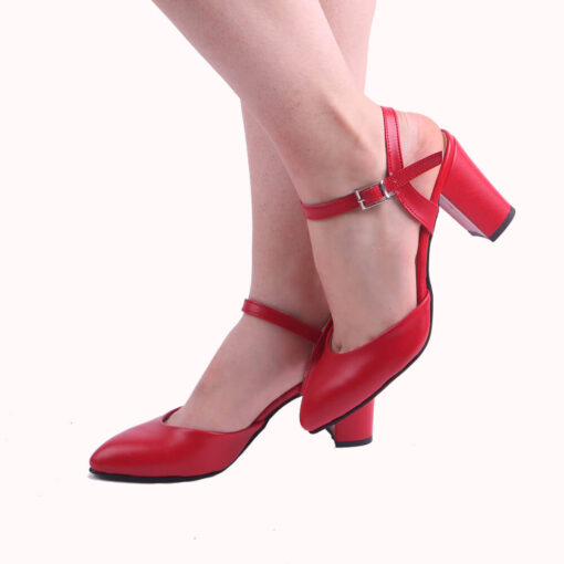 Red Ankle Strap Low Heel for Women RA-145