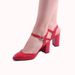 Red Ankle Strap Low Heel for Women RA-145