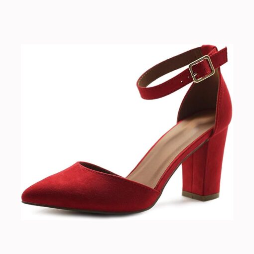 Red Ankle Strap Pumps for Women RA-062