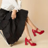 Red Platform Block Heels RA-03