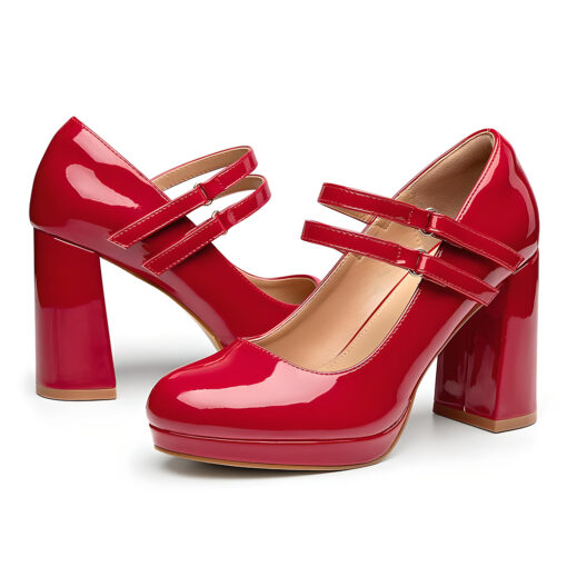 Red Platform Block Heels RA-03