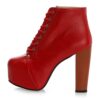 Red Platform Heeled Boots RA-010