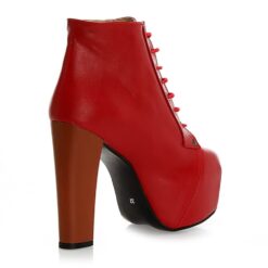 Red Platform Heeled Boots RA-010