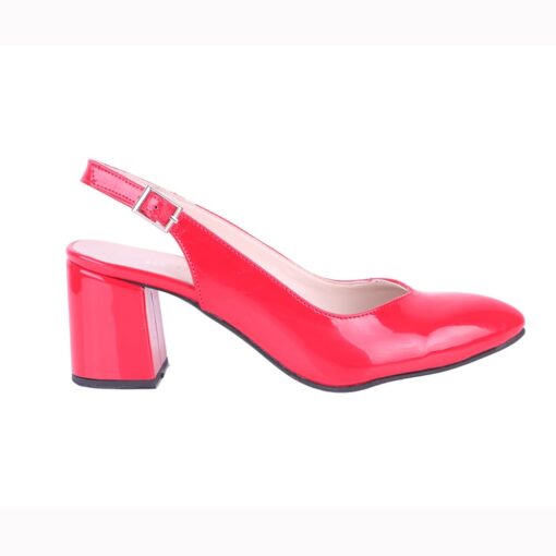 Red Shiny Ankle Strap Heels for Women MA-028