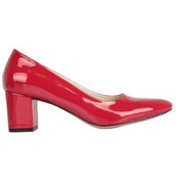 Red Shiny Low Heel Dress Shoes for Women MA-024