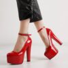 Red Shiny Platform Heels Women RA-304