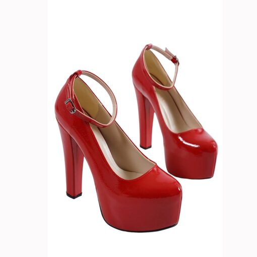 Red Shiny Platform Heels Women RA-304