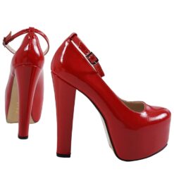 Red Shiny Platform Heels Women RA-304