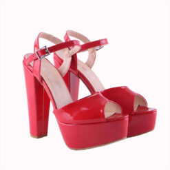 Red Shiny Platform Wedding Shoes for Women RA-027