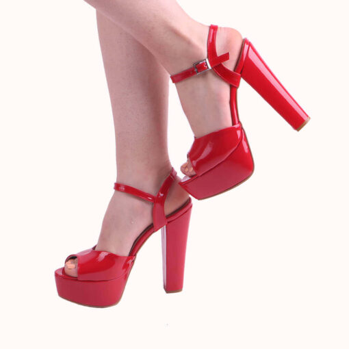 Red Shiny Platform Wedding Shoes for Women RA-027