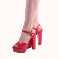 Red Shiny Platform Wedding Shoes for Women RA-027