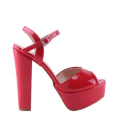 Red Shiny Platform Wedding Shoes for Women RA-027