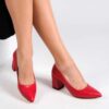 Red Skin Low Heel Dress Shoes for Women MA-024