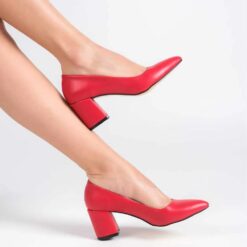 Red Skin Low Heel Dress Shoes for Women MA-024