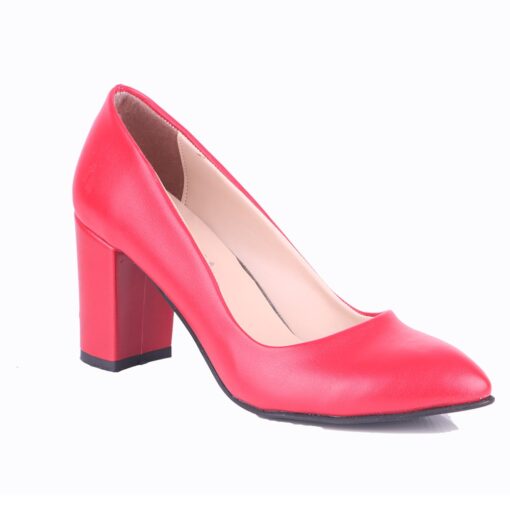 Red Skin Low Heel Dress Shoes for Women MA-024