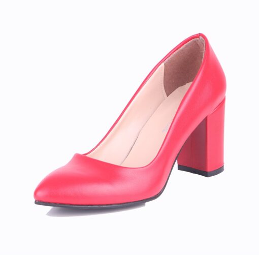 Red Skin Low Heel Dress Shoes for Women MA-024