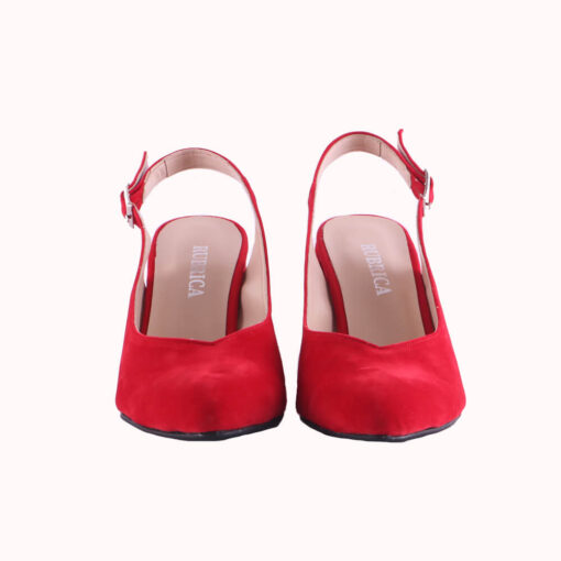 Red Suede Ankle Strap Heels for Women MA-028