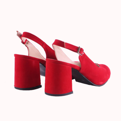 Red Suede Ankle Strap Heels for Women MA-028