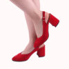 Red Suede Ankle Strap Heels for Women MA-028